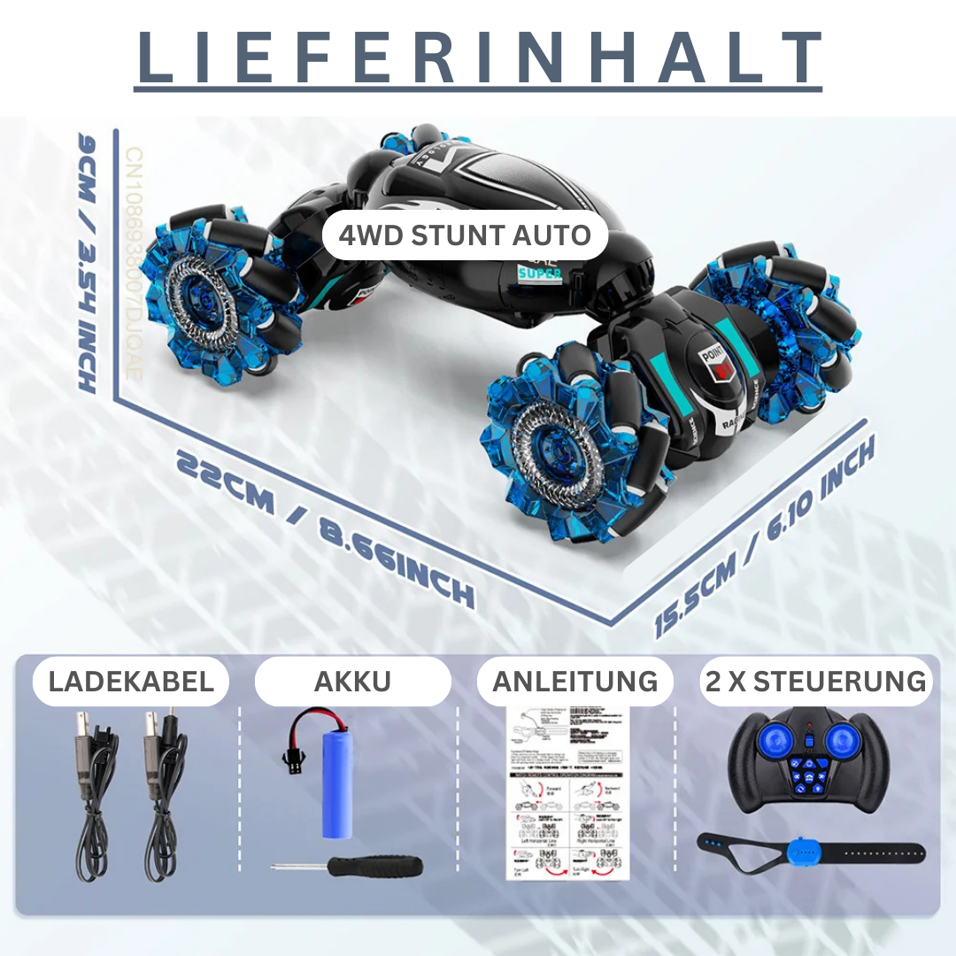 RC Drift Stunt Car mit Gestensteuerung – 360° Action, LED-Effekte & Offroad Power für Kinder