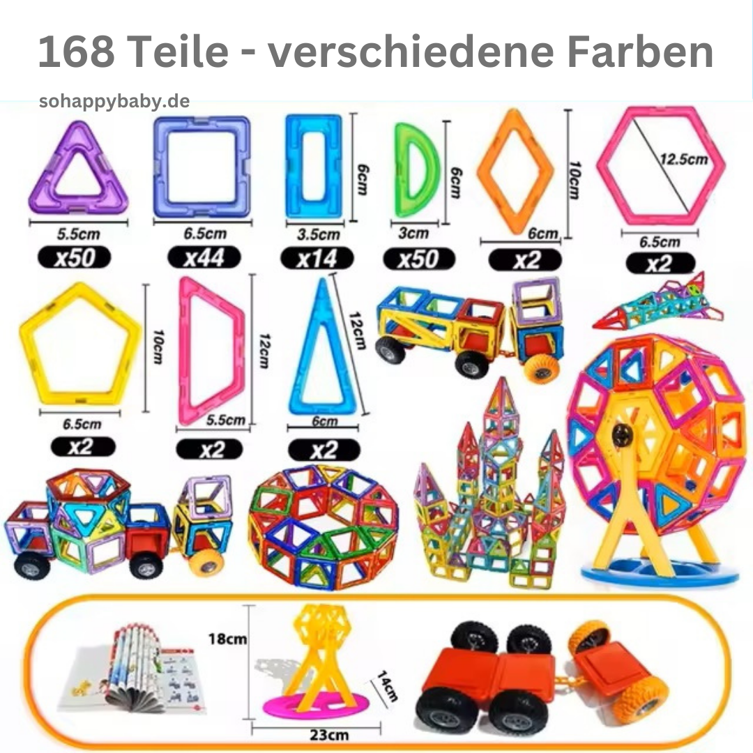 Großes Magnetische-Bausteine-Set für Kinder – Lernspielzeug für Kreativität, Logik & motorische Fähigkeiten