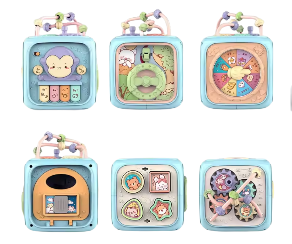 Baby Aktivitäten-Würfel 7-in-1 – Lernspielzeug für Greifen, Fühlen & Frühförderung