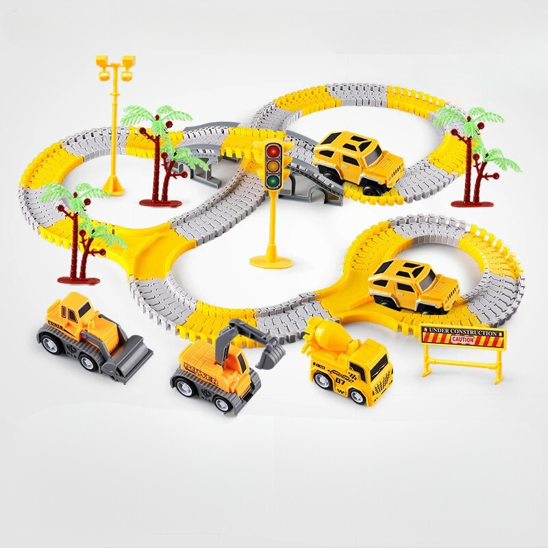 Bau-Racer | Flexible Schienen & Mini-Bagger Spielset