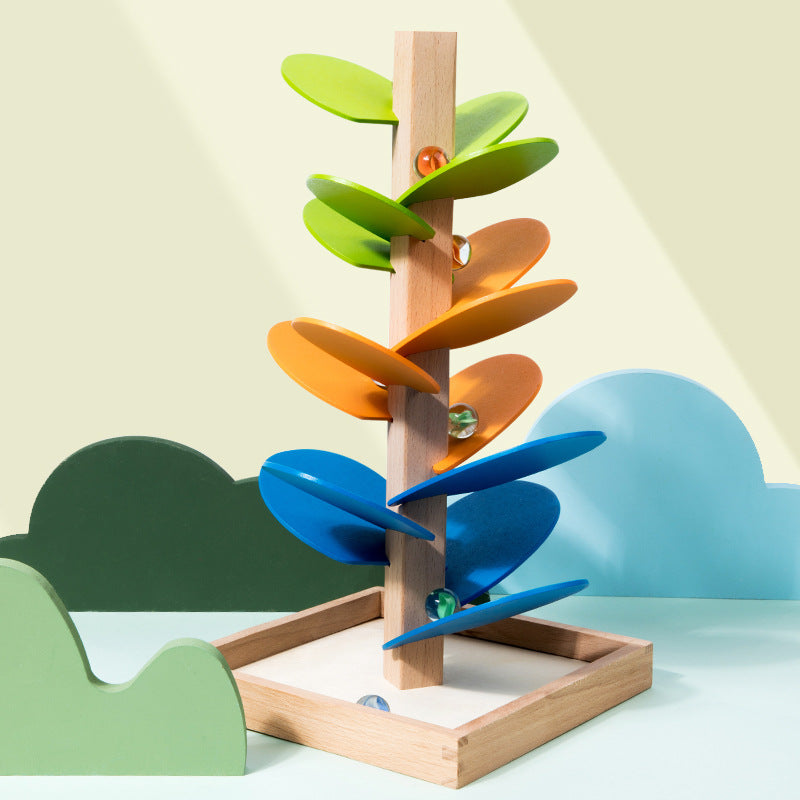 Regenbogen Murmelbahn Holz – Montessori Spielturm für Kinder
