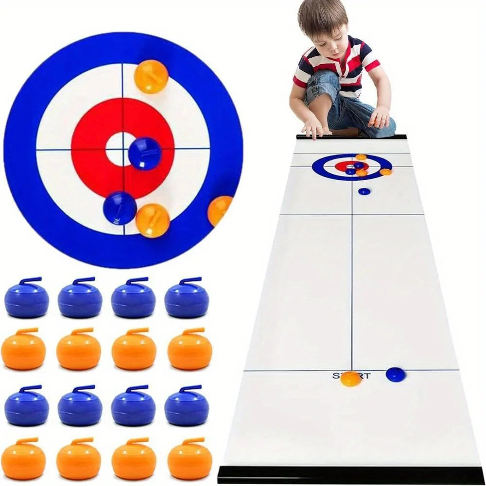 Curling-Tischbahn-Spiel – Familienspiel & Geschicklichkeitsspiel für Kinder & Erwachsene
