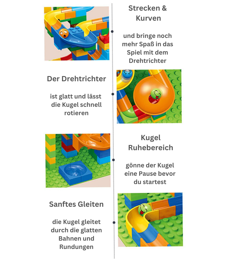 Montessori Schienen & Bauklötze Rutsche – Kinder Lernspielzeug für Kreativität, Motorik & Rollenspiel