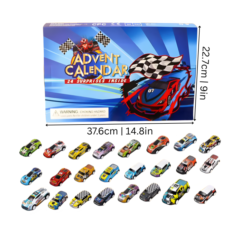 Adventskalender mit 24 Spielzeugautos für Kinder – tägliche Überraschung & festlicher Spielspaß | Rasante