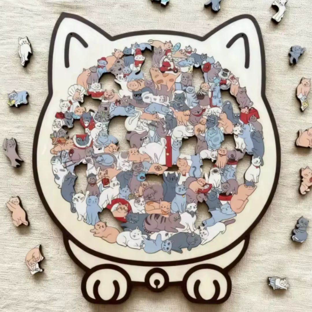 Wooden Cat Puzzle – Relaxing & Beautiful Jigsaw for Cat Lovers