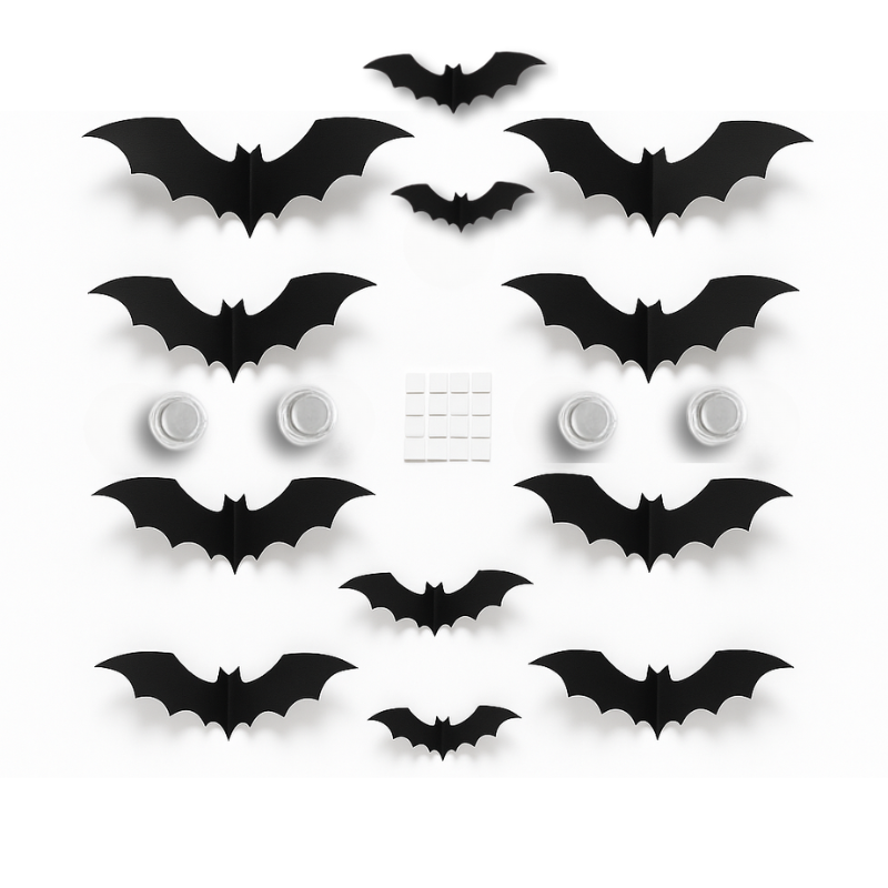 Leuchtende 3D LED-Fledermäuse – Gruselige Halloween-Deko für Wände, Fenster & Decken