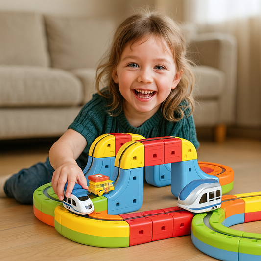 Magnetische Würfel Schienen Bahn Kinderspielzeug