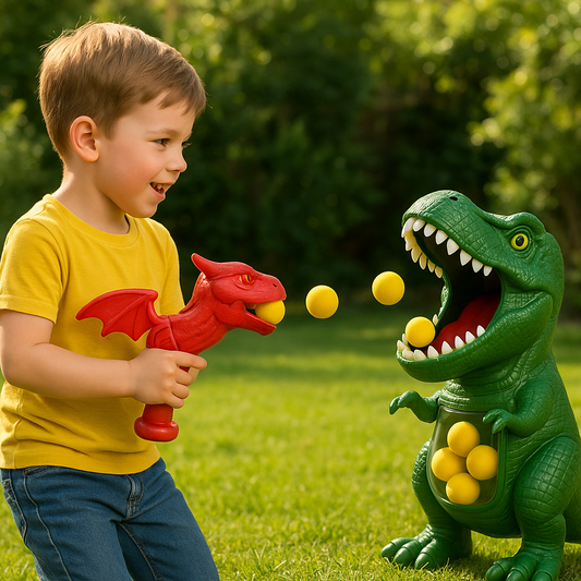 Dinosaurier Schießspiel für Kinder – Aktives Spielzeug mit Soft-Schaumbällen & Dino-Zielscheibe