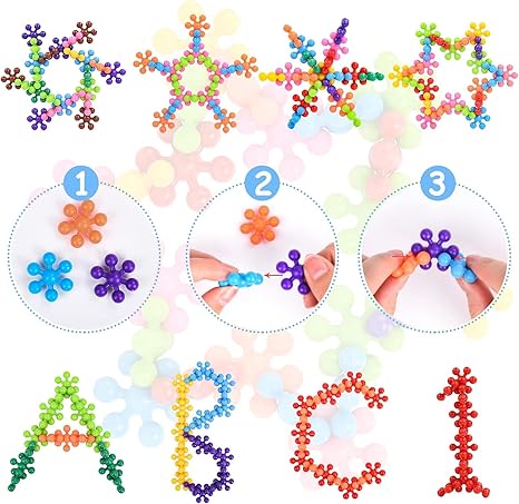 Montessori Lernspielzeug Schneeflocken – Bunte Bausteine zum Stecken & Bauen