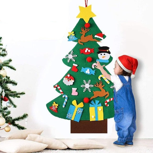 Interaktiver Filzbaum Kinder | Wiederverwendbare Weihnachtsdeko für die Wand | Sicher, Platzsparend & Pädagogisch