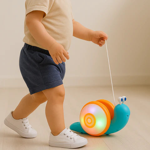 Interaktives Laufspielzeug Schnecke mit Licht & Musik – fördert erste Schritte, Gleichgewicht & Koordination