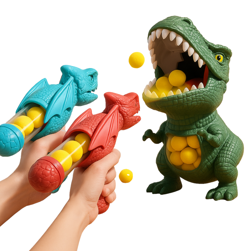 Dinosaurier Schießspiel für Kinder – Aktives Spielzeug mit Soft-Schaumbällen & Dino-Zielscheibe