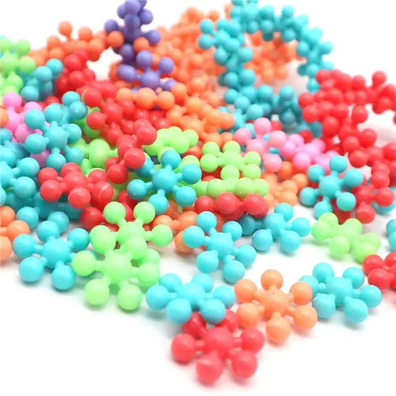 Montessori Lernspielzeug Schneeflocken – Bunte Bausteine zum Stecken & Bauen