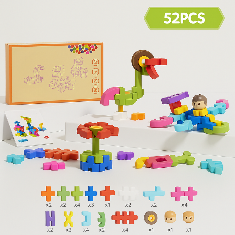 Großes Bausteine Set für Kinder – Lernspielzeug zur Förderung von Kreativität, Logik & Feinmotorik