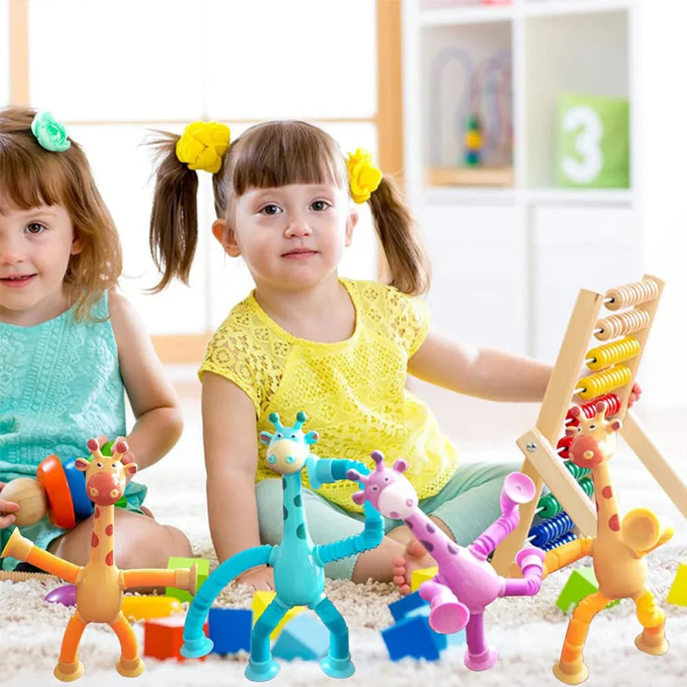 Sensorische Saugnapf Giraffe – Baby Spielzeug für Greifen, Fühlen & Frühförderung