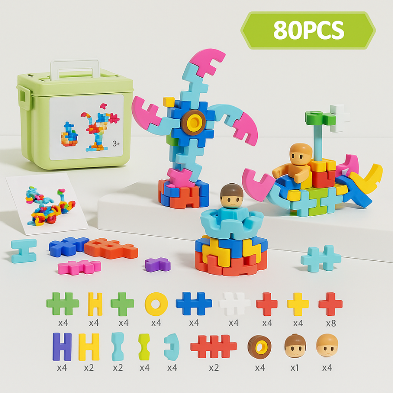 Großes Bausteine Set für Kinder – Lernspielzeug zur Förderung von Kreativität, Logik & Feinmotorik