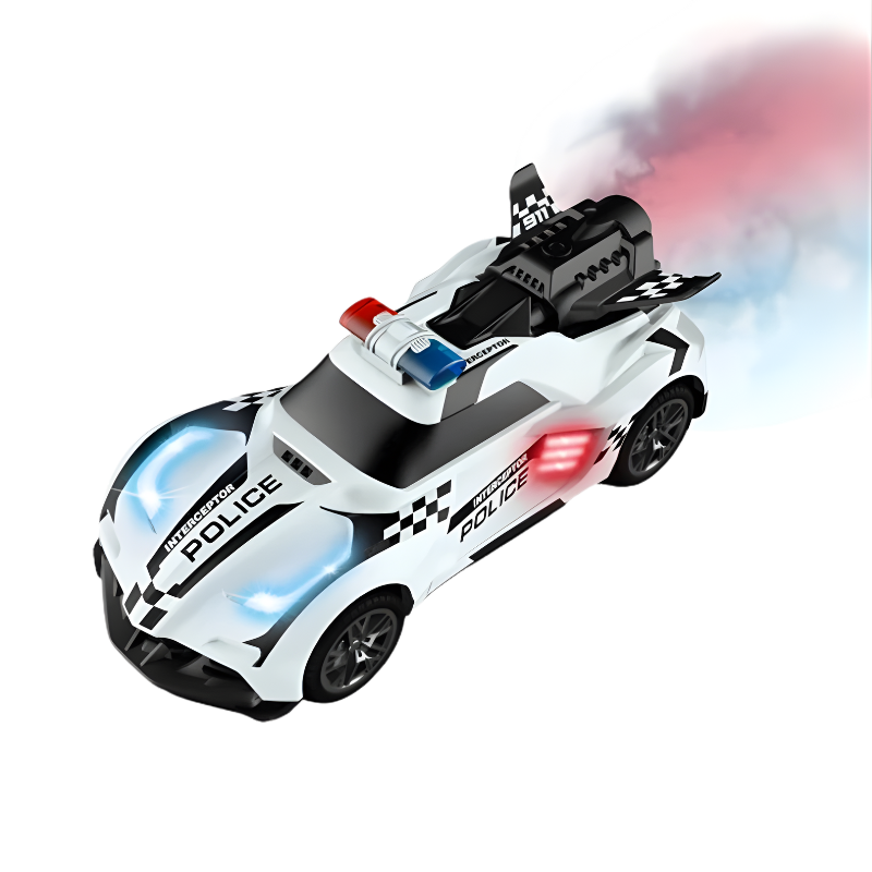FLITZEN RC Stunt Racer Polizei | Ferngesteuertes Auto mit Nebelspray "Nitro" Effekt | 360° Drehung & LED Licht
