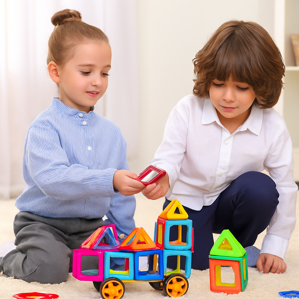 Großes Magnetische-Bausteine-Set für Kinder – Lernspielzeug für Kreativität, Logik & motorische Fähigkeiten