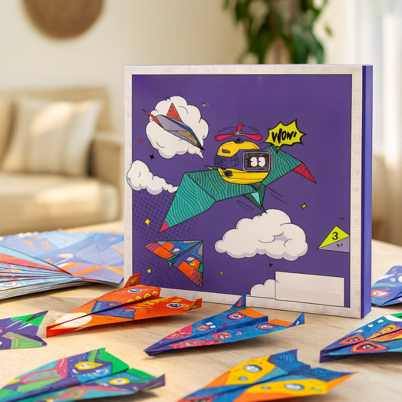 Papierflugzeug-Set für Kinder – kreatives Lernspiel über Aerodynamik & Bastelspaß