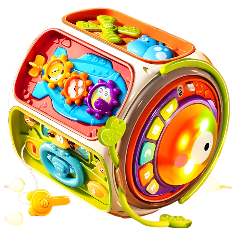 Interaktiver Lernwürfel mit Musik & Licht – fördert Motorik, Kreativität und frühes Lernen