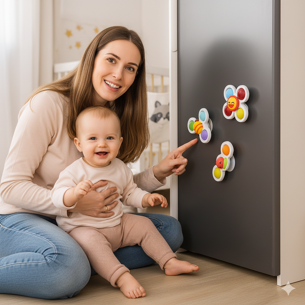 Interaktives Drehspielzeug Kleinkind | Wurf- und Fallsicheres Babyspielzeug | Fördert Greifen & Hand-Auge-Koordination