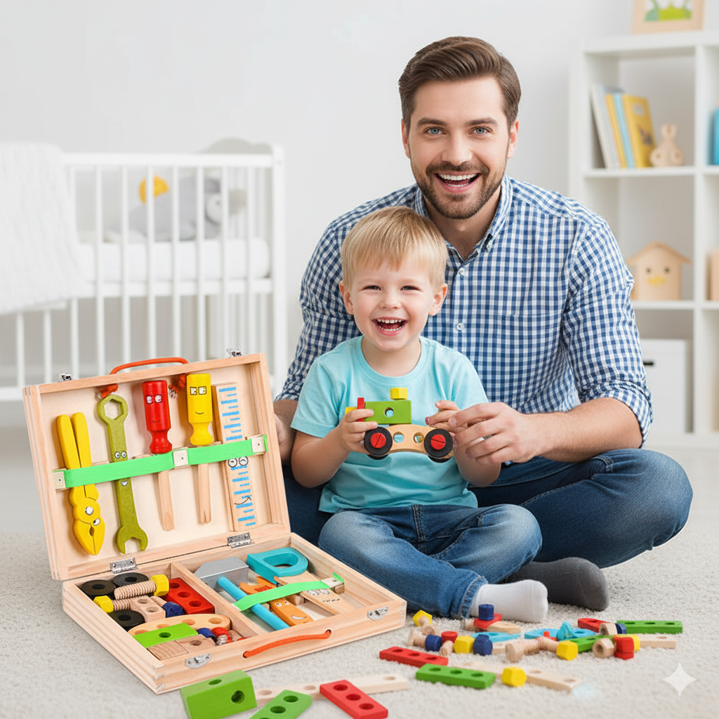 Montessori Holzwerkzeugkiste | Kreativität & Motorik