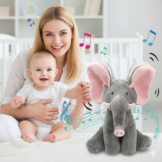 Baby Plüschtier mit Musik & Guck-Guck Funktion | Fördert Motorik, Sinne & Kopfkontrolle in der Bauchlage