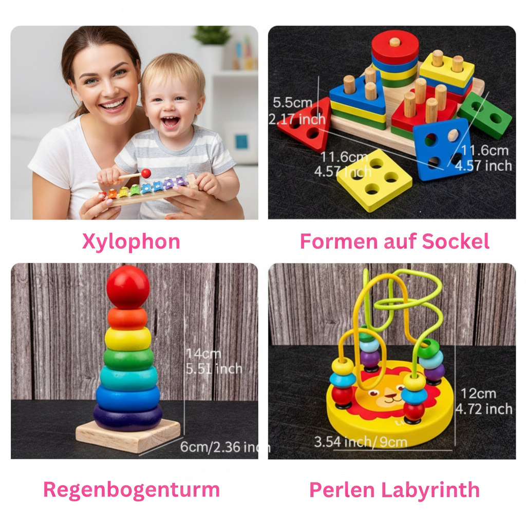 9 in 1 Montessori Musik- & Formen Spiel – Kinder Lernspielzeug für Kreativität, Motorik & Farberkennung