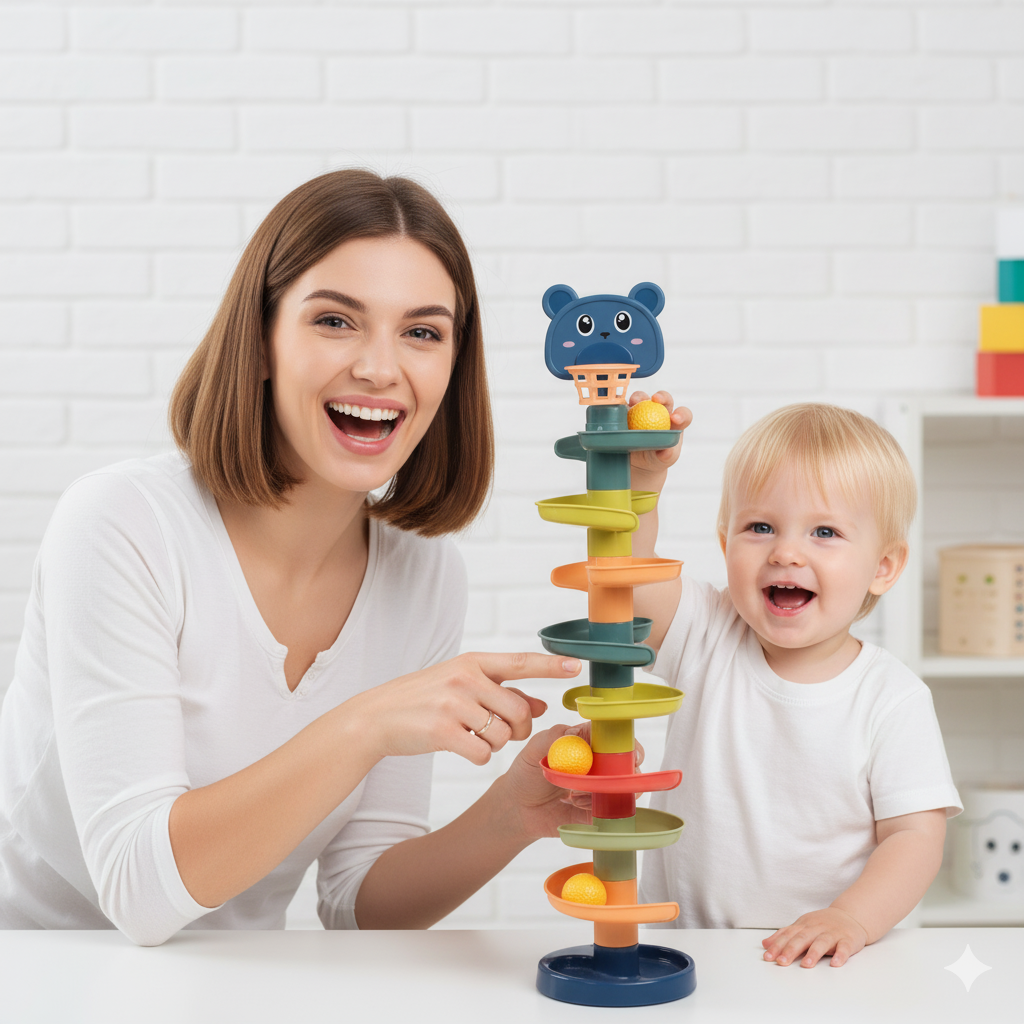 Montessori Ball-Spielturm – Kinder Spielzeug für Motorik, Hand-Auge-Koordination & Frühförderung