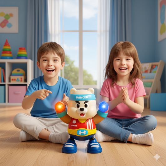 Tanzbär Musikspielzeug Kinder | Interaktiver Bär mit Licht & Tanzfunktion | Fördert Bewegung & Rhythmusgefühl