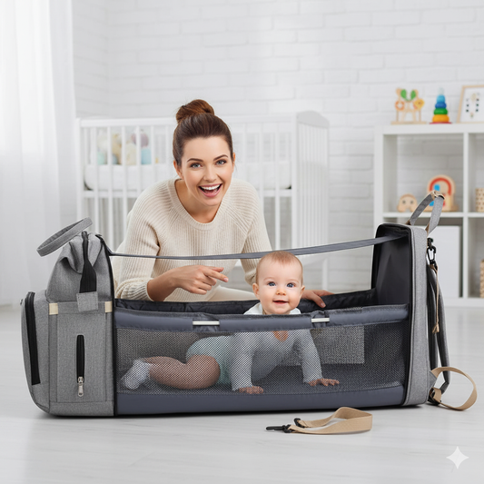 Wickelrucksack Eltern & Babys | Stylischer Rucksack mit USB-Port | Tragekomfort & Smarte Fächer-Organisation