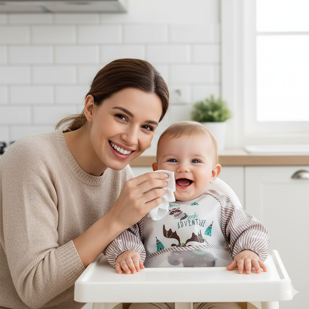 Praktisches Lätzchen mit langen Ärmeln – Schutz beim Essen & kreativen Spielen für Babys