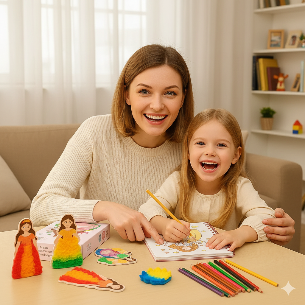 Magisches Mode Bastelbuch | Kreativ-Set für Mädchen mit Stickern & Texturen | Konzentration & Fantasie