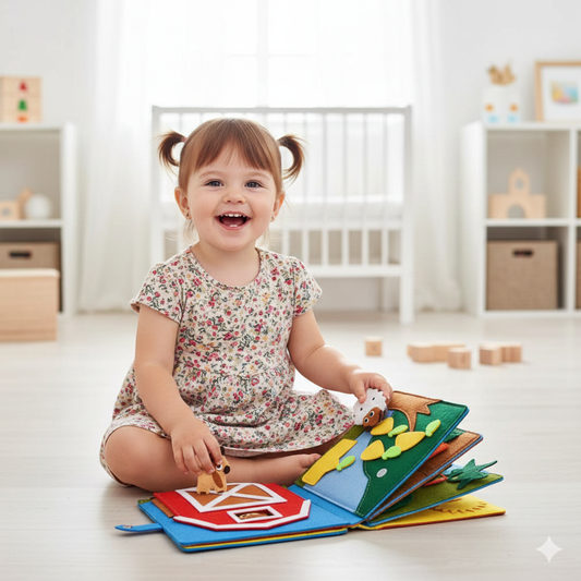 Interaktives Filzbuch | Zahlen, Farben & Bauernhoftiere