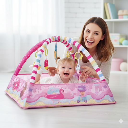 Montessori Spiel- & Fitnessdecke – Baby Spielzeug für Motorik, Greifen & sensorische Förderung