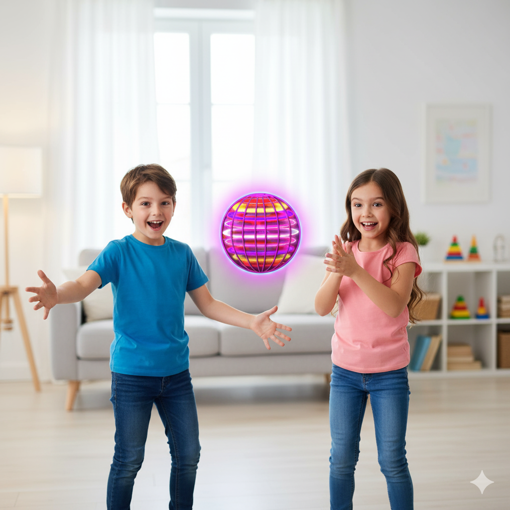 Bumerang Ball mit LED Licht | Fliegender Spielzeug Ball kehrt zurück | Magisches Flugspiel für Kinder & Erwachsene