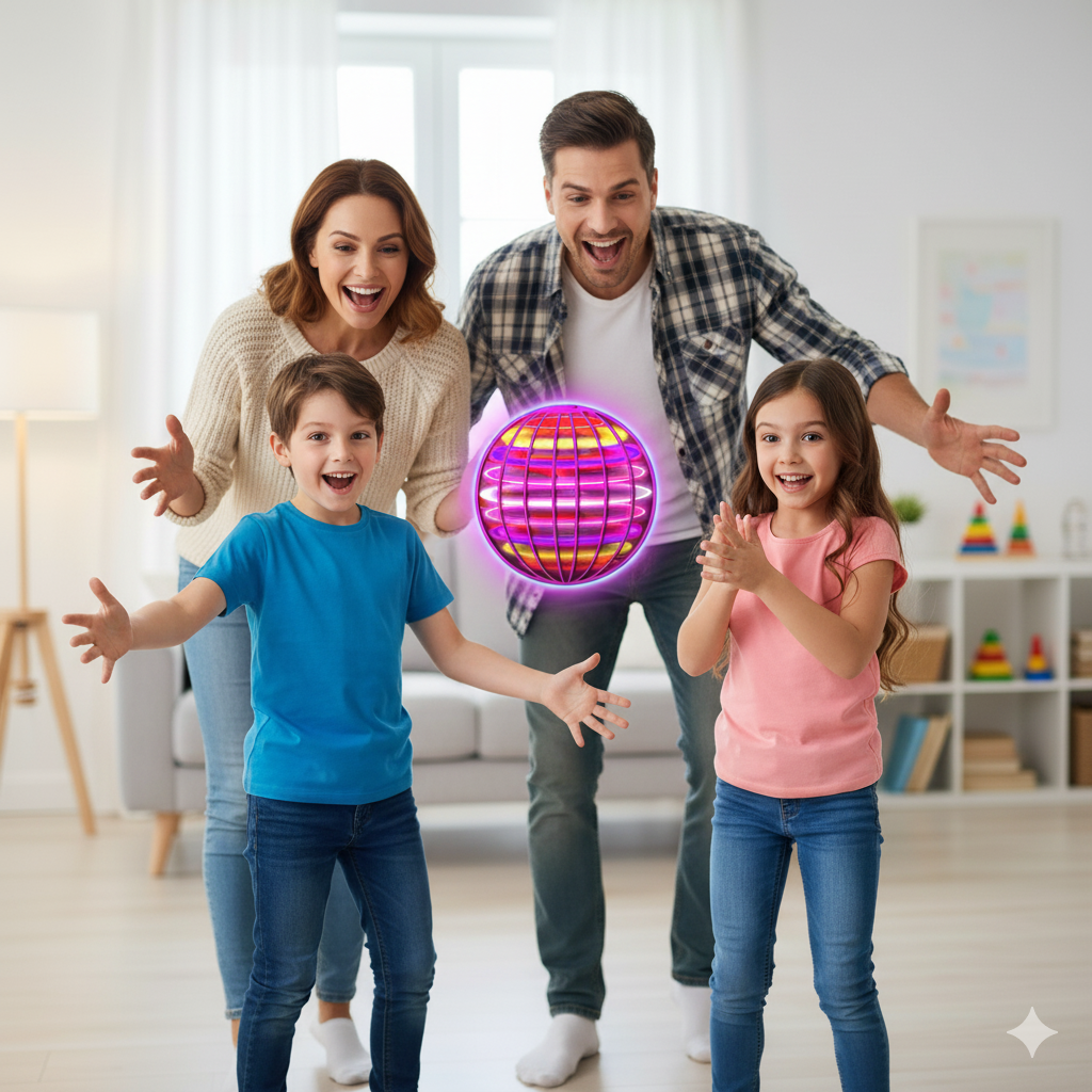 Bumerang Ball mit LED Licht | Fliegender Spielzeug Ball kehrt zurück | Magisches Flugspiel für Kinder & Erwachsene