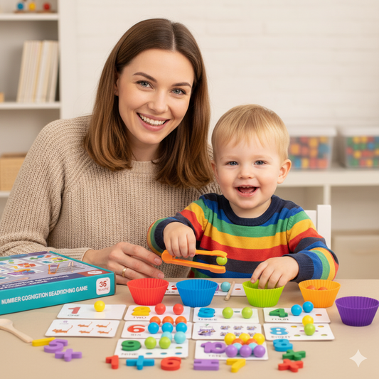 Montessori Lernspielzeug | Zahlen & Farbsortierset mit Kugeln | Fördert Feinmotorik & Kognitive Entwicklung