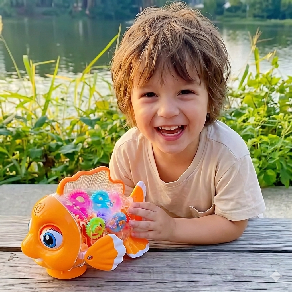 Krabbel-Fisch | Kleinkind-Spielzeug mit Musik, Licht & 2 Modi