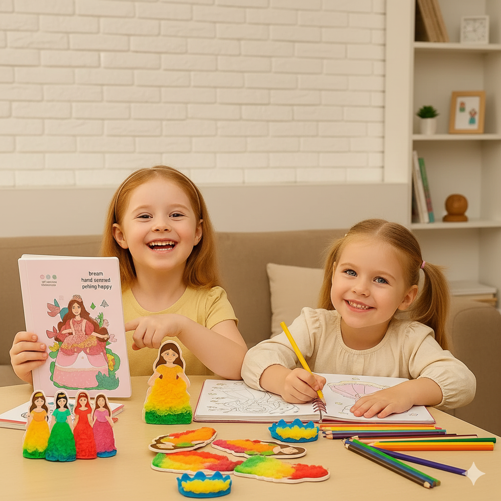 Magisches Mode Bastelbuch | Kreativ-Set für Mädchen mit Stickern & Texturen | Konzentration & Fantasie