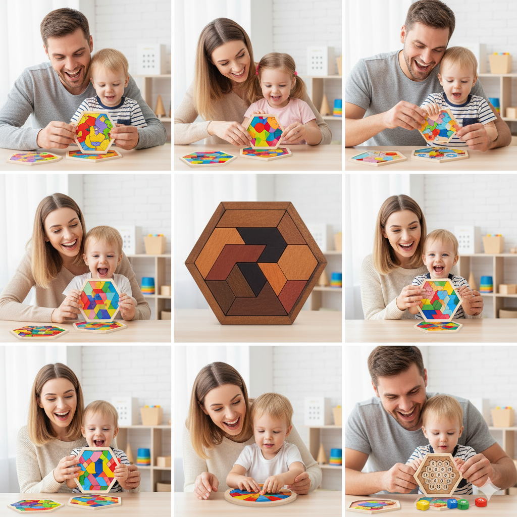 Hexagon Puzzle – Kinder Lernspielzeug für Kreativität, Logik & Feinmotorik