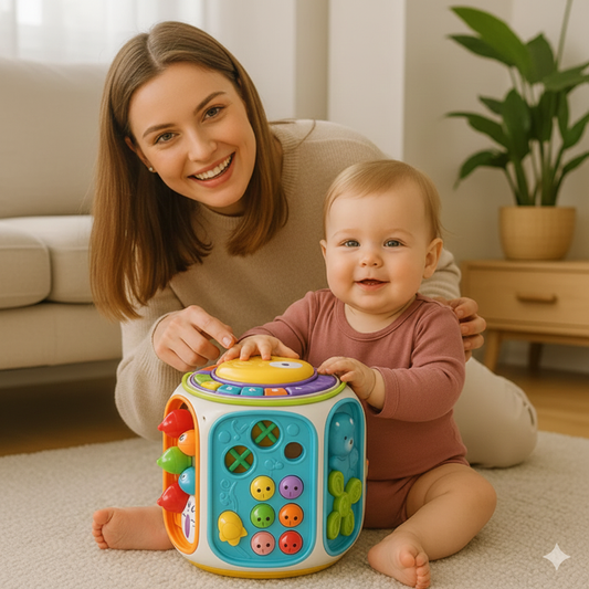 Interaktiver Lernwürfel mit Musik & Licht – fördert Motorik, Kreativität und frühes Lernen
