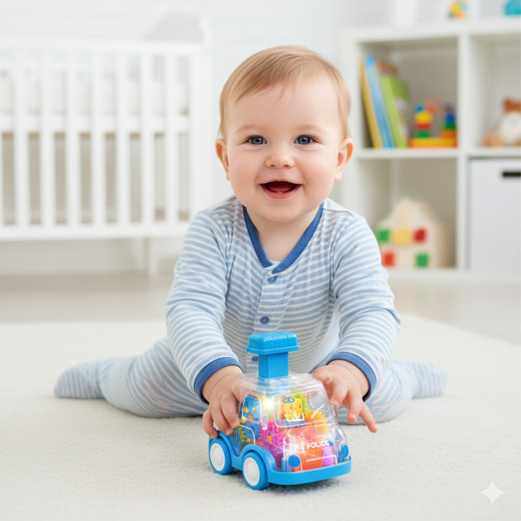 Auto-Spaß | Transparentes Zahnrad-Auto mit Push-and-Go