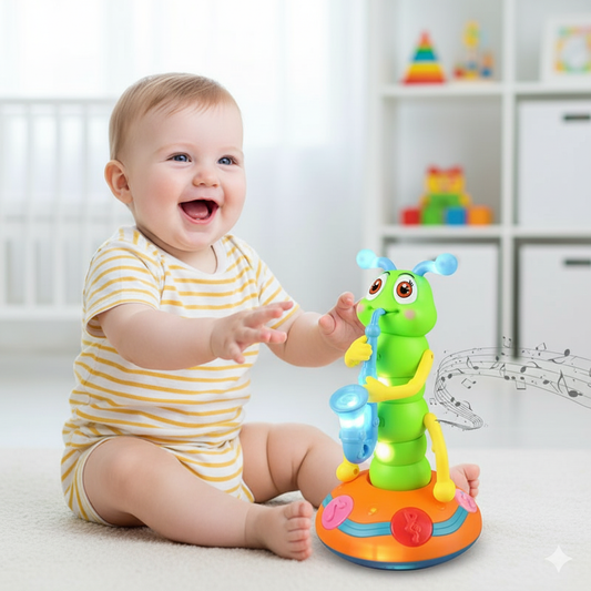 Tanzende Raupe Musikspielzeug | Interaktives Krabbelspielzeug mit LED Licht | Fördert Motorik & Rhythmus