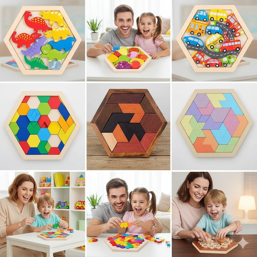 Hexagon Puzzle – Kinder Lernspielzeug für Kreativität, Logik & Feinmotorik