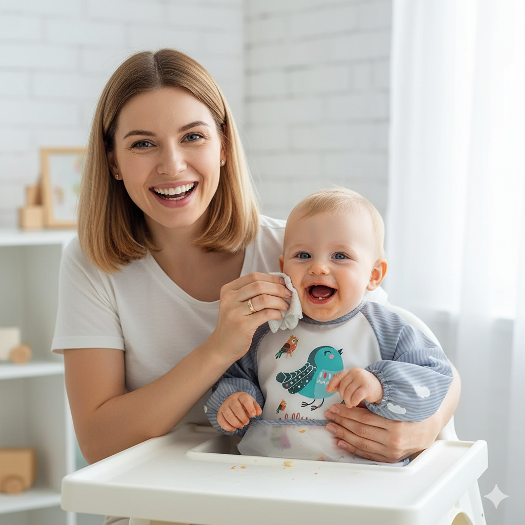 Praktisches Lätzchen mit langen Ärmeln – Schutz beim Essen & kreativen Spielen für Babys