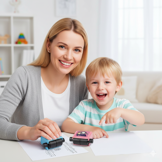 Mathe Stempel Roller für Kinder | Übungsstempel zur Addition & Subtraktion | Einfaches Rechnen Lernen