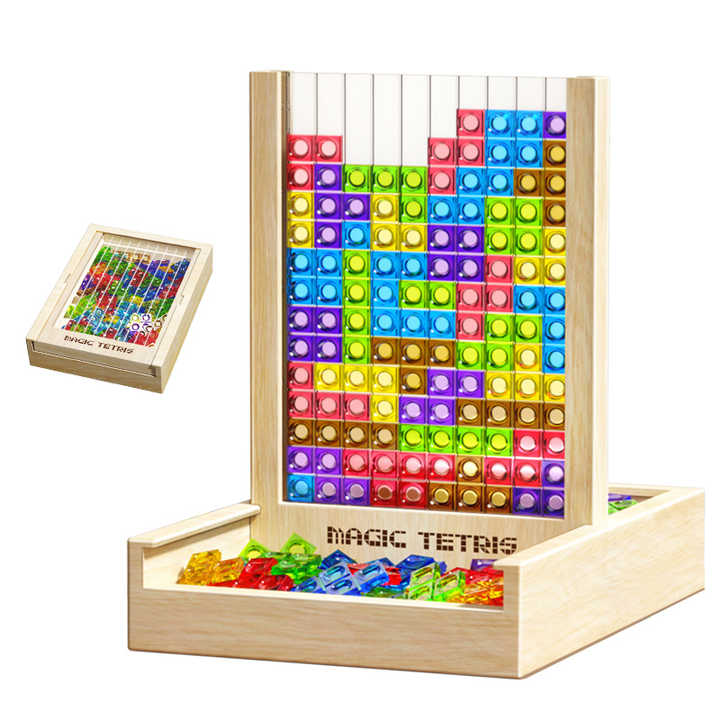 Magisches Tetris Spiel aus Holz – Kinder & Familienspiel für Kreativität, Logik & Geschicklichkeit