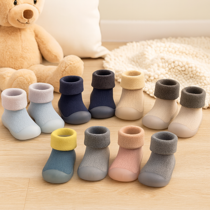 Strick-Babyschuhe Wollies | Ultraweiche Komfort Socken mit flexibler Sohle | Atmungsaktiv & Sanft zur Haut
