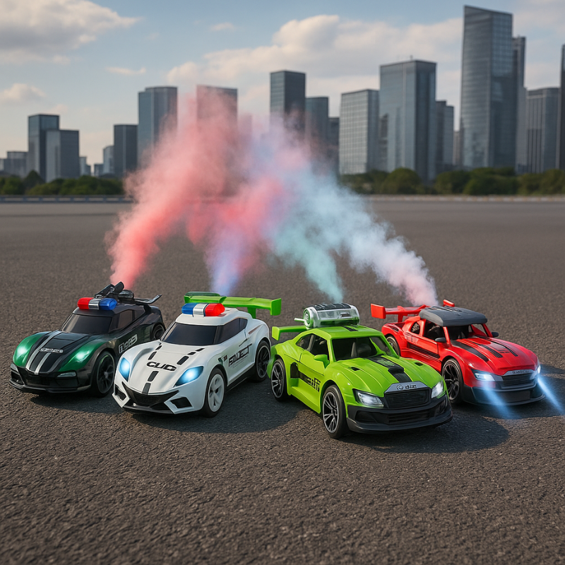 FLITZEN RC Stunt Racer Polizei | Ferngesteuertes Auto mit Nebelspray "Nitro" Effekt | 360° Drehung & LED Licht